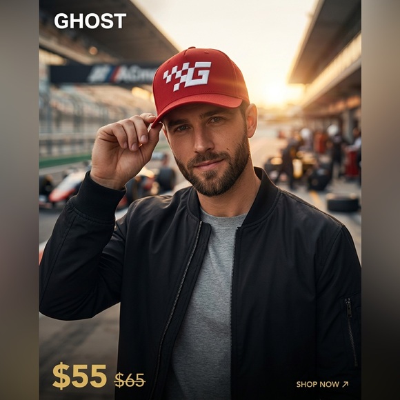 Ghost Red Racing Logo Cap with Emblem - Picture 2 of 7